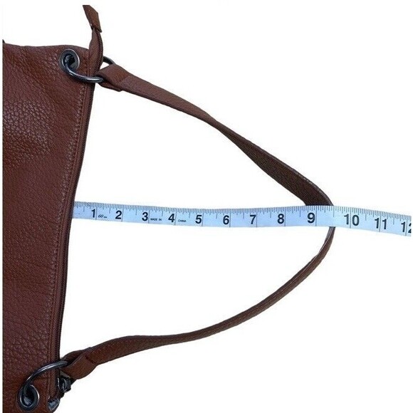 Co lab Pebbled Vegan Leather Shoulder Bag Brown Boho Fall Casual Trendy Hobo EUC - Picture 15 of 16
